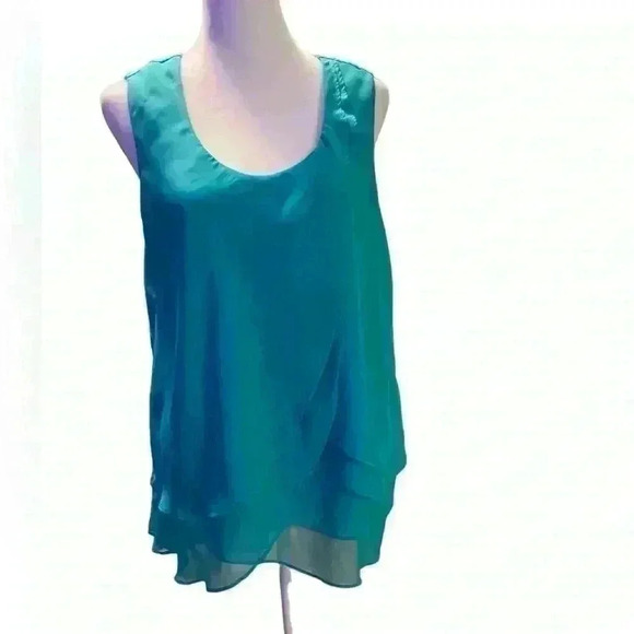 Cato Women’s sleeveless layered ruffled front in layers blue green size 14/16W - Picture 2 of 8